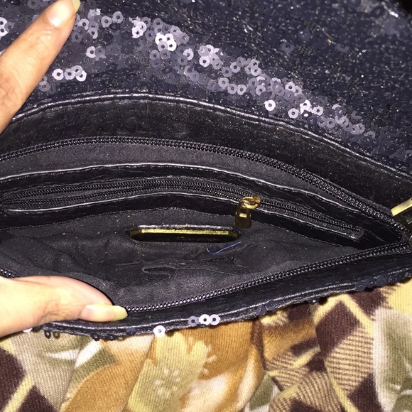 Sequined Black Clutch - Picture 3 of 4